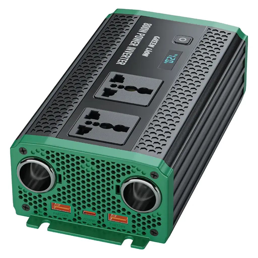 Green Lion GC-350 Car Inverter 800W Power DC 12V - 2 AC Sockets PD30W | 2 Years Warranty
