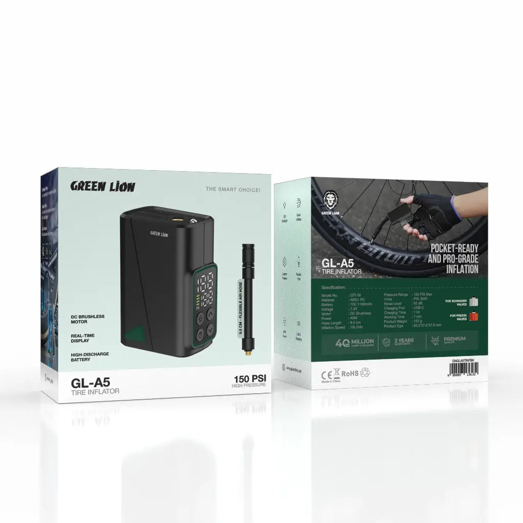 Green Lion GL-A5 Tire Inflator 150 PSI | 2 Years Warranty