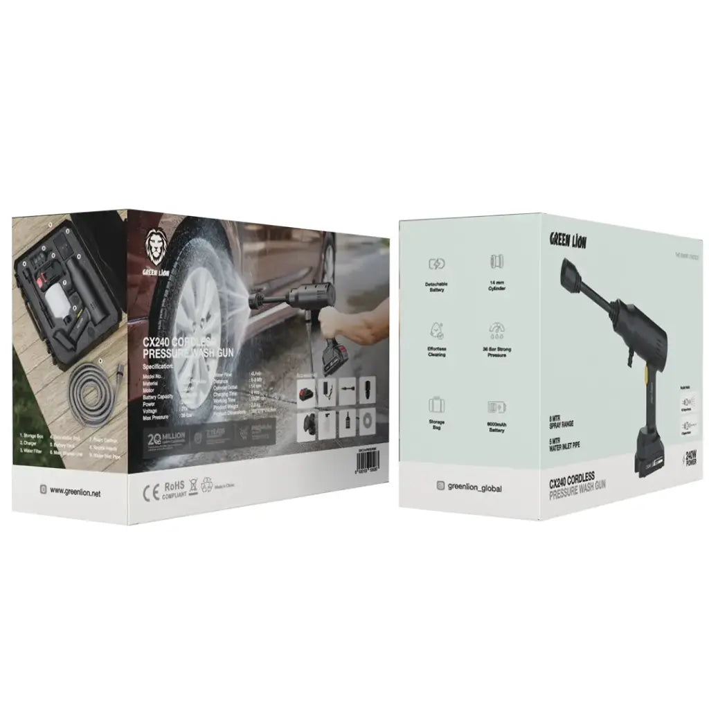 Green Lion CX240 Cordless Pressure Wash Gun | 2 Years Warranty