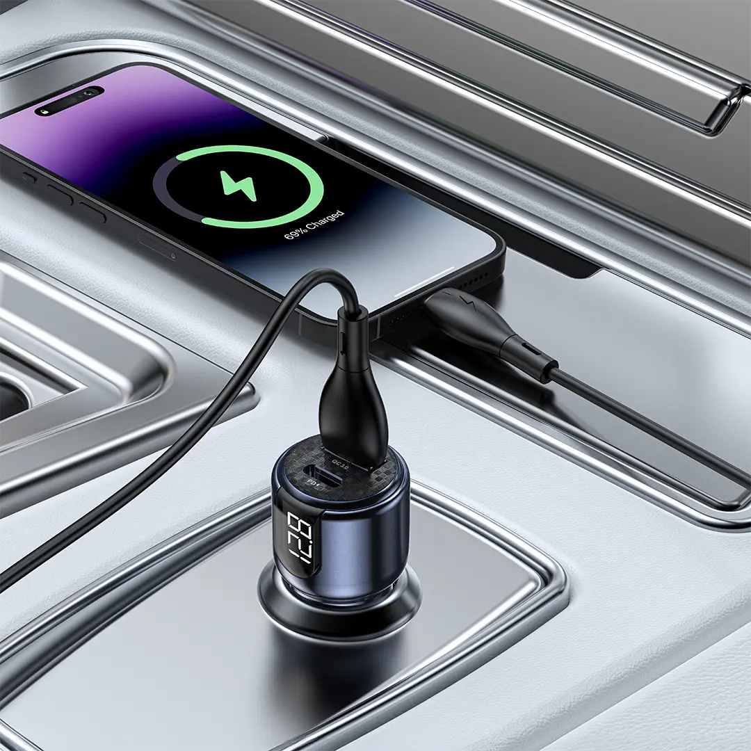 Green Lion Dual Port Car Charger PD+QC 75W + 1M C to C Cable | 2 Years Warranty