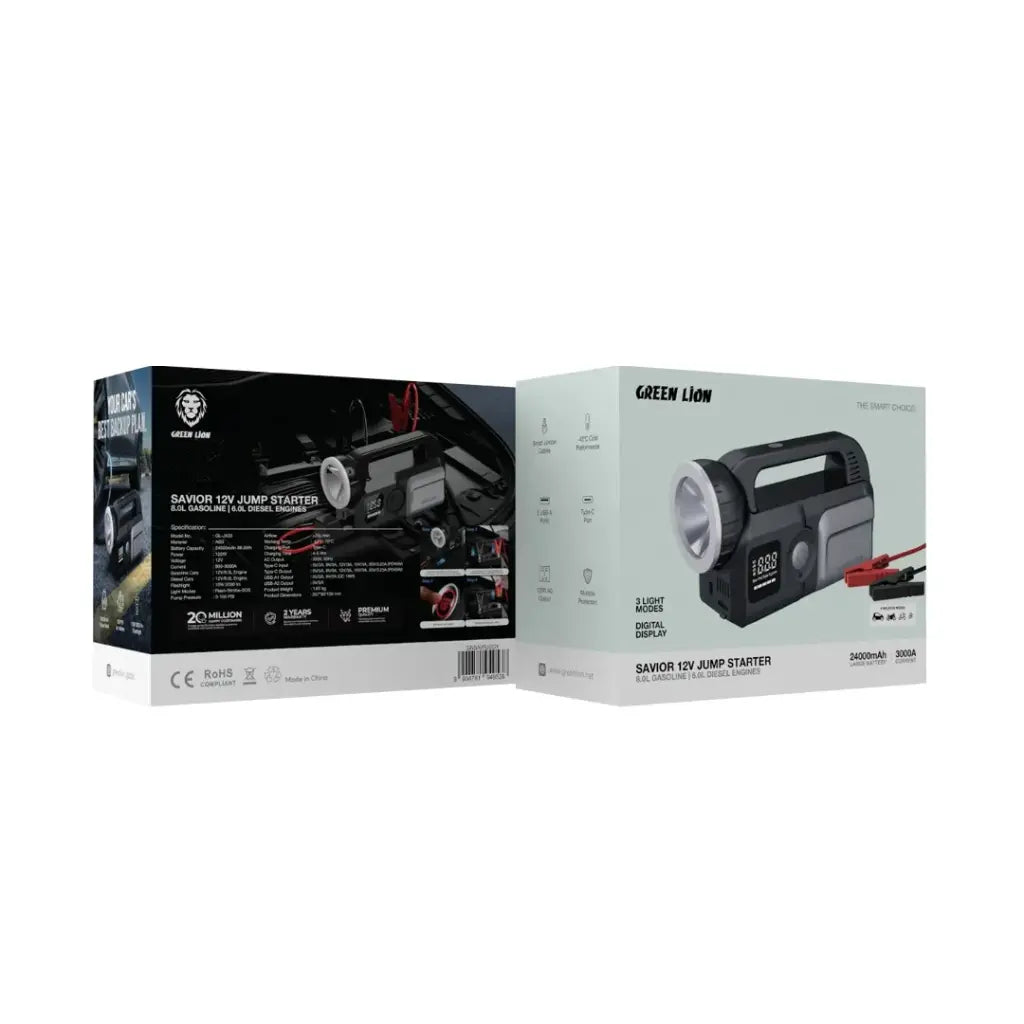 Green Lion Savior 12V Jump Starter 24000mAh | 2 Years Warranty