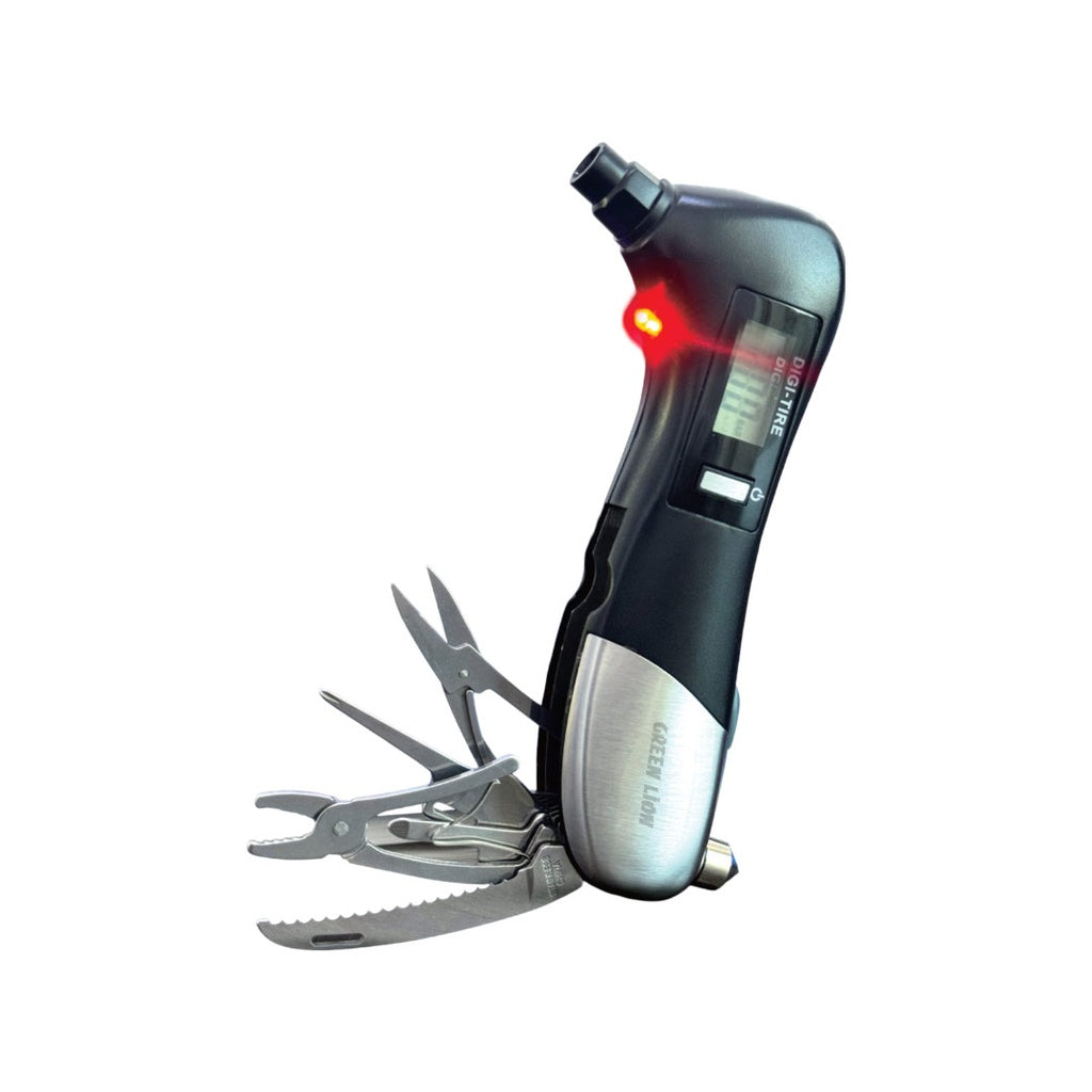 Green Lion Digital Tire Pressure Gauge 9 In 1 Rescue Tool | 2 Years Warranty