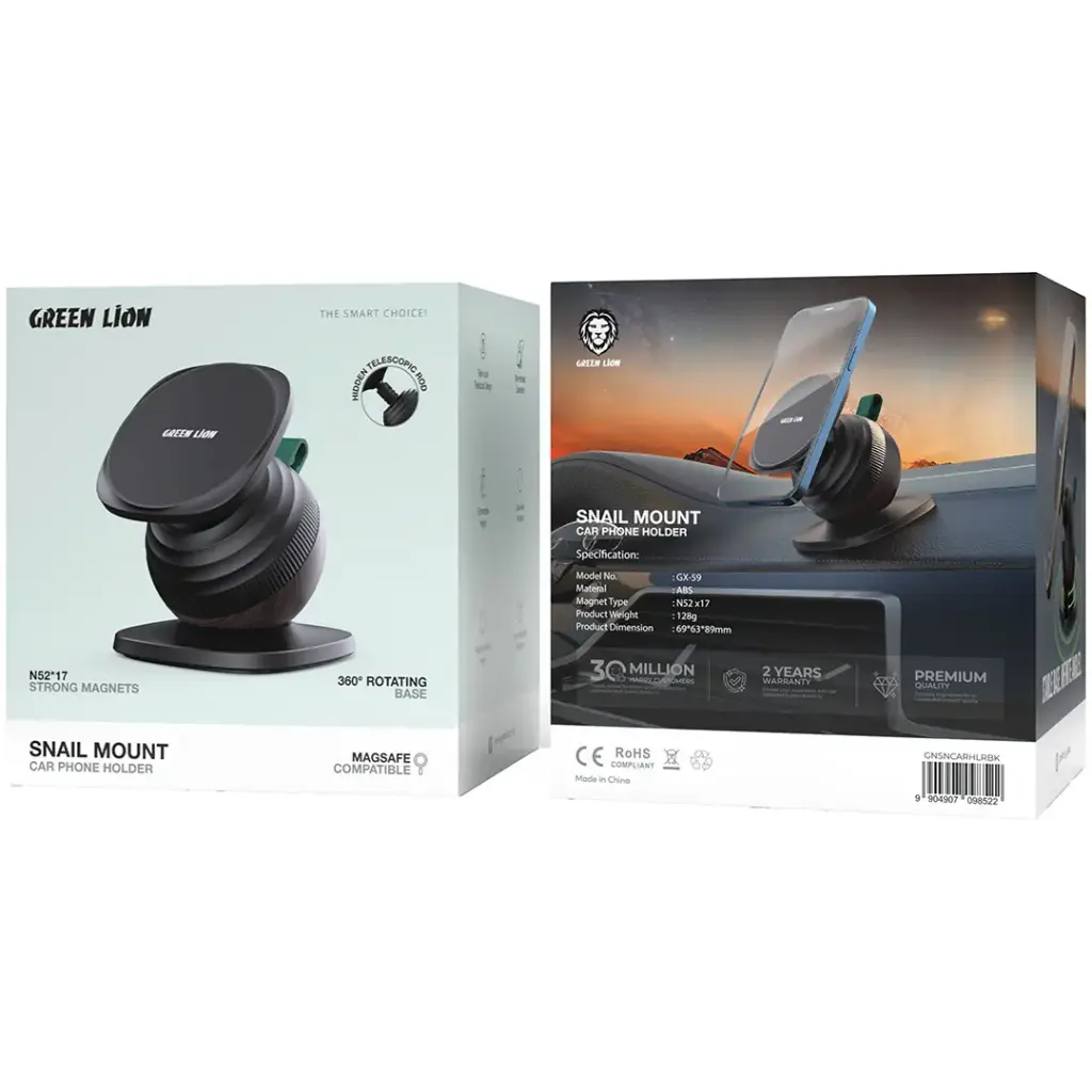 Green Lion Snail Mount Car Phone Holder | 2 Years Warranty