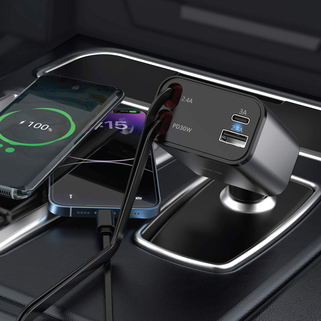 Green Lion Retractable 50W Car Charger | 2 Years Warranty