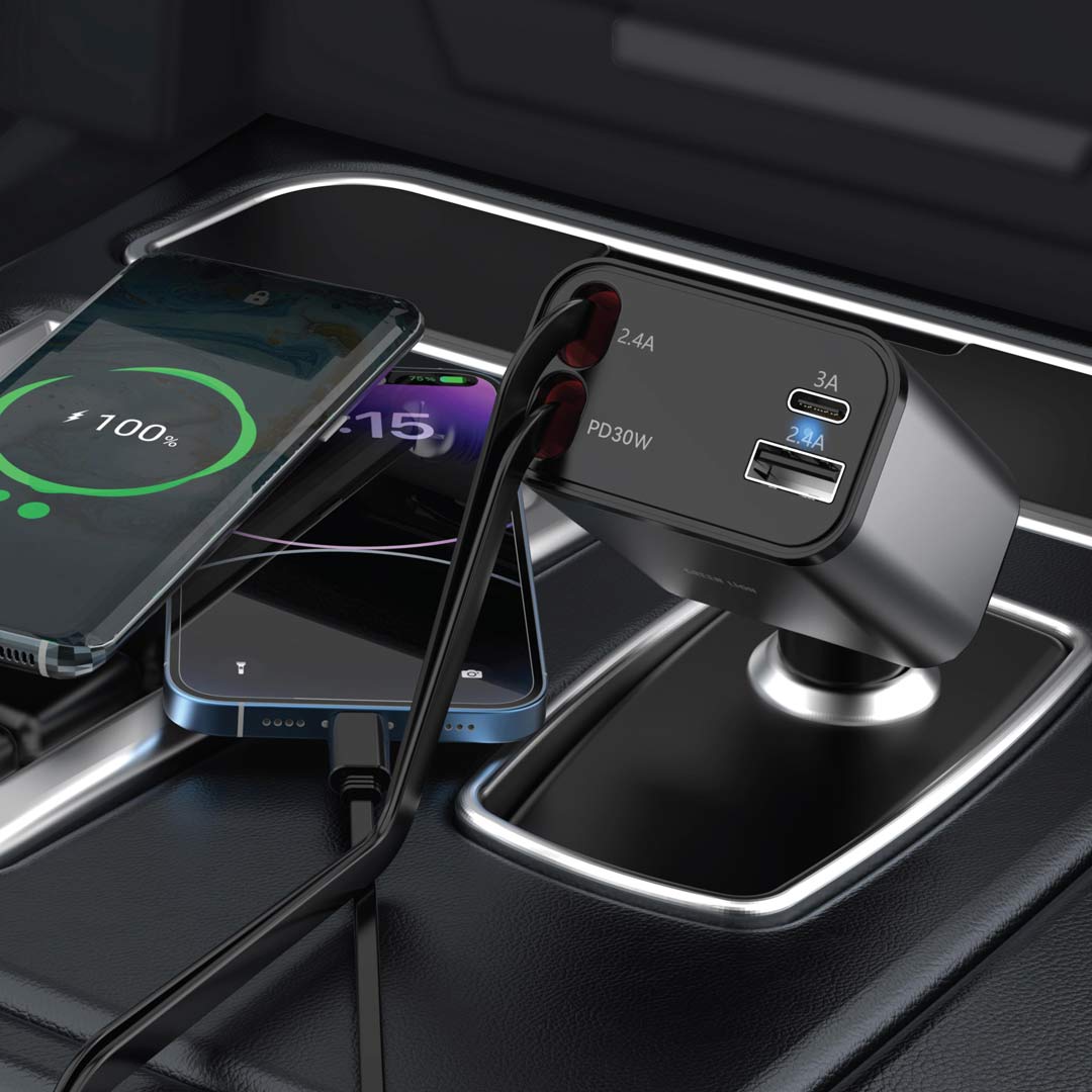 Green Lion Retractable 50W Car Charger | 2 Years Warranty