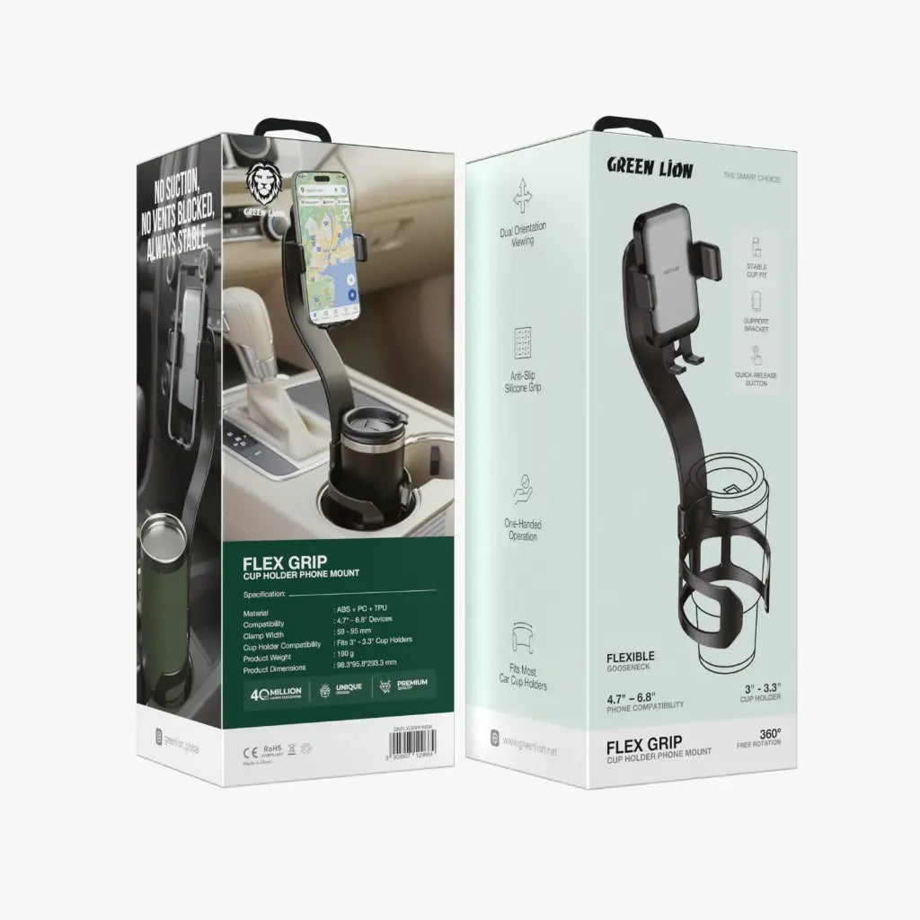 Green Lion Flex Cup Grip - Cup Holder Phone Mount | 2 Years Warranty
